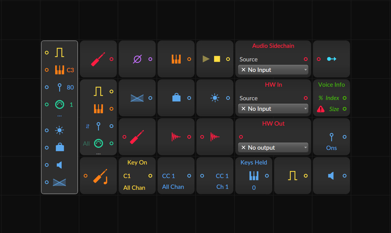 I/O Modules of the Bitwig Grid